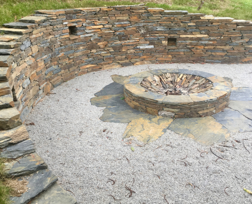 Stone fire-pit South Devon, specialist stone masons - Earthfrom
