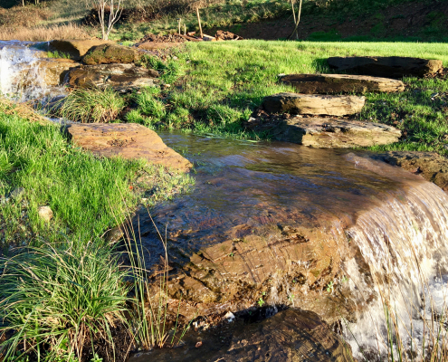Stone boulder steps & stone-work water features